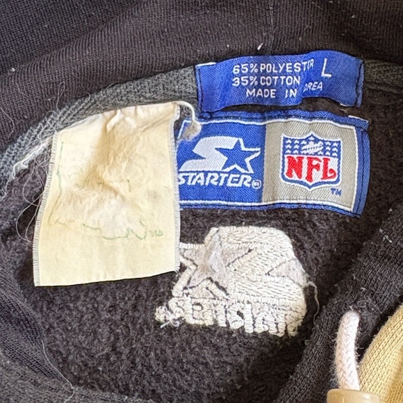 Vintage New Orleans Saints Black & Cream Starter Brand Pullover Hoodie - Picture 3 of 4